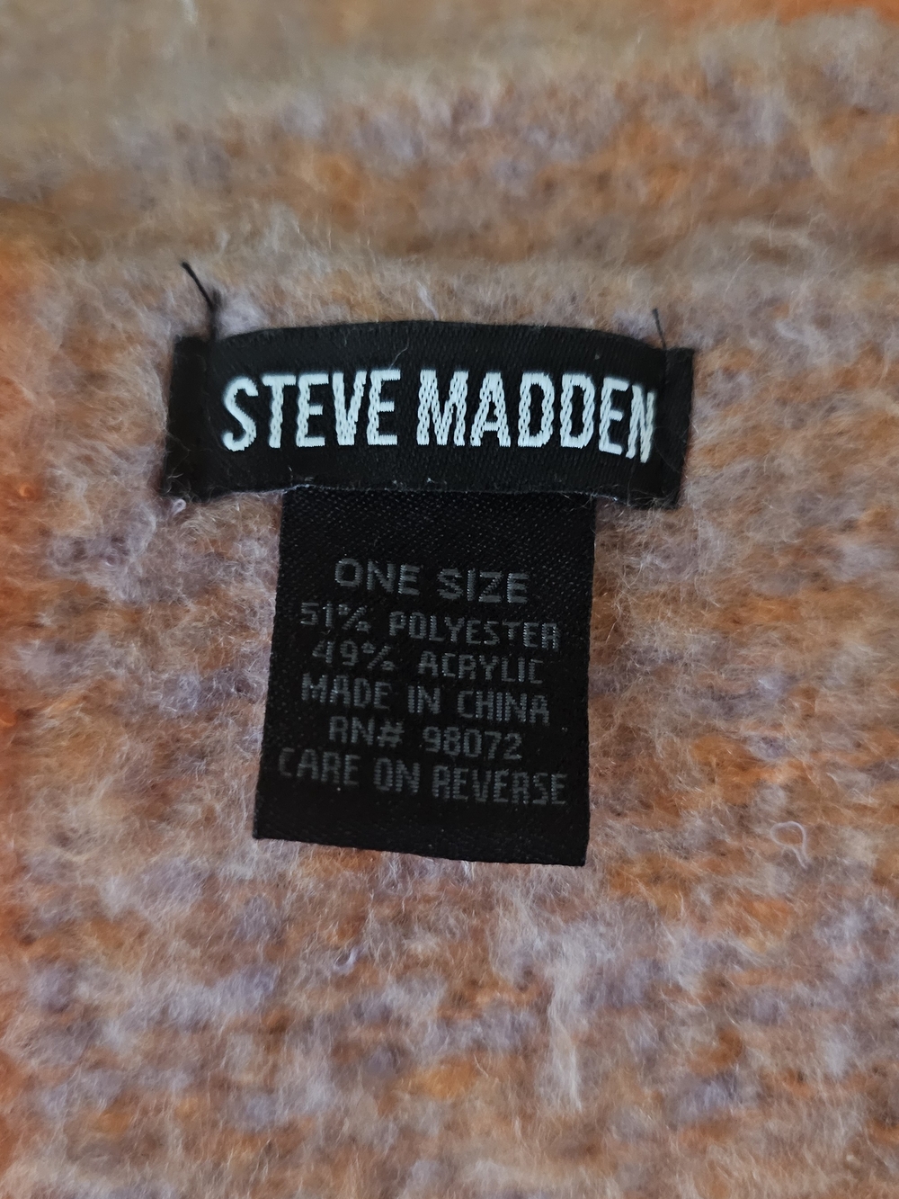 Steve Madden Fuzzy Knit Shawl- Orange & Cream
